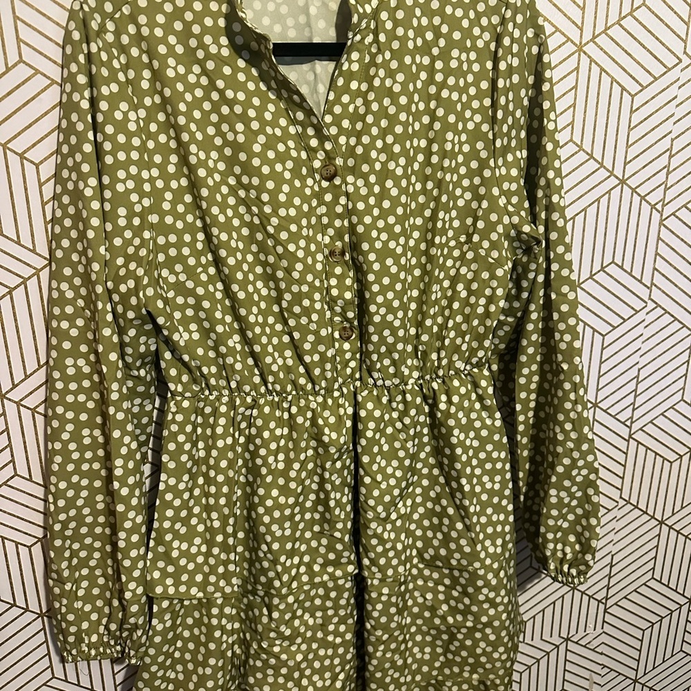 Polka Dot Tiered Ruffle Dress – Size L